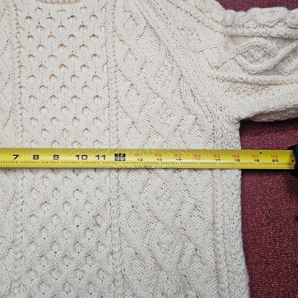 Vintage Fisherman Aran Cable Knit Wool Sweater Womens Small Cream Hand Knit - Picture 4 of 6